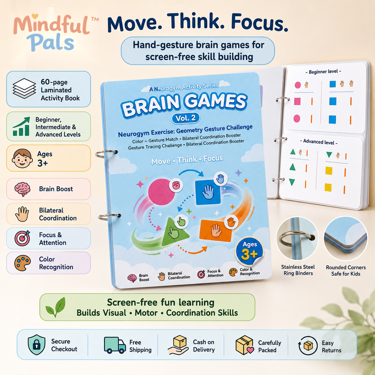 Mindfulpals Brain Games Volume 2 — Neurogym Activity Series for Kids