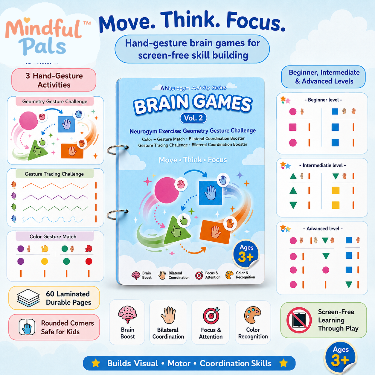 Mindfulpals Brain Games Volume 2 — Neurogym Activity Series for Kids
