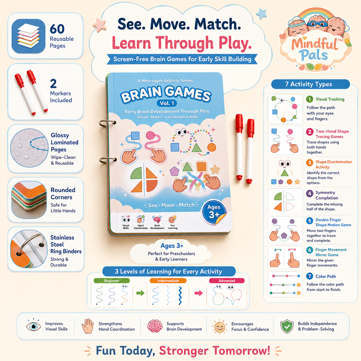 Mindfulpals Brain Games Volume 1 — Neurogym Activity Series for Kids