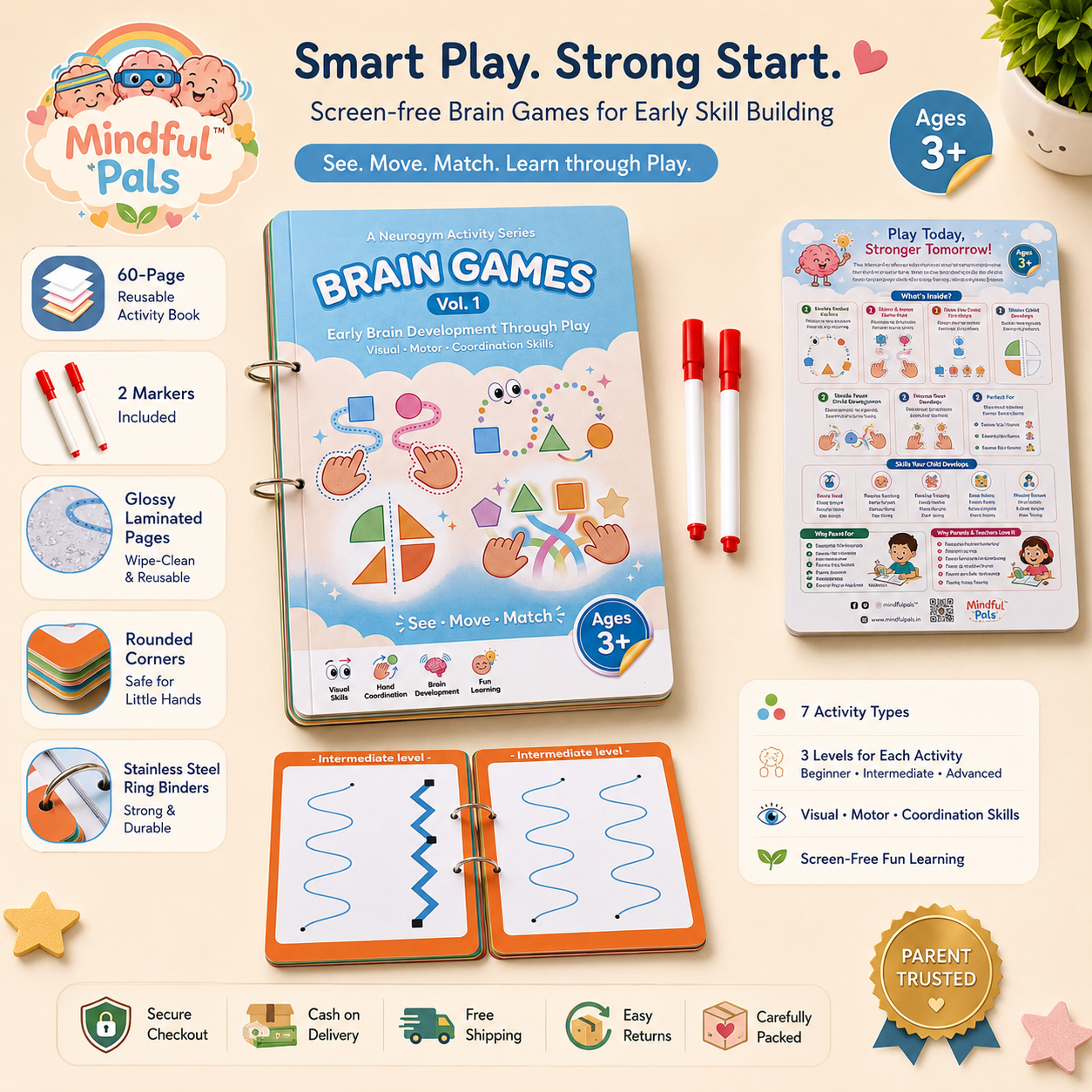 Mindfulpals Brain Games Volume 1 — Neurogym Activity Series for Kids