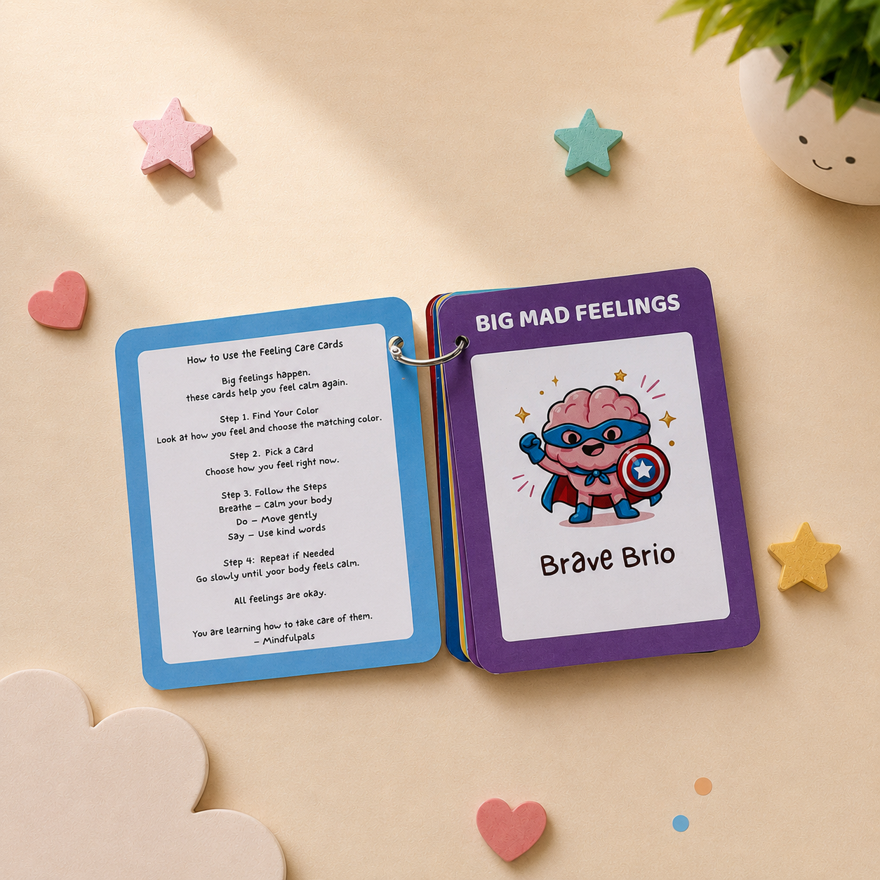 Mindfulpals Feelings Care Cards — Emotion Learning Cards for Kids