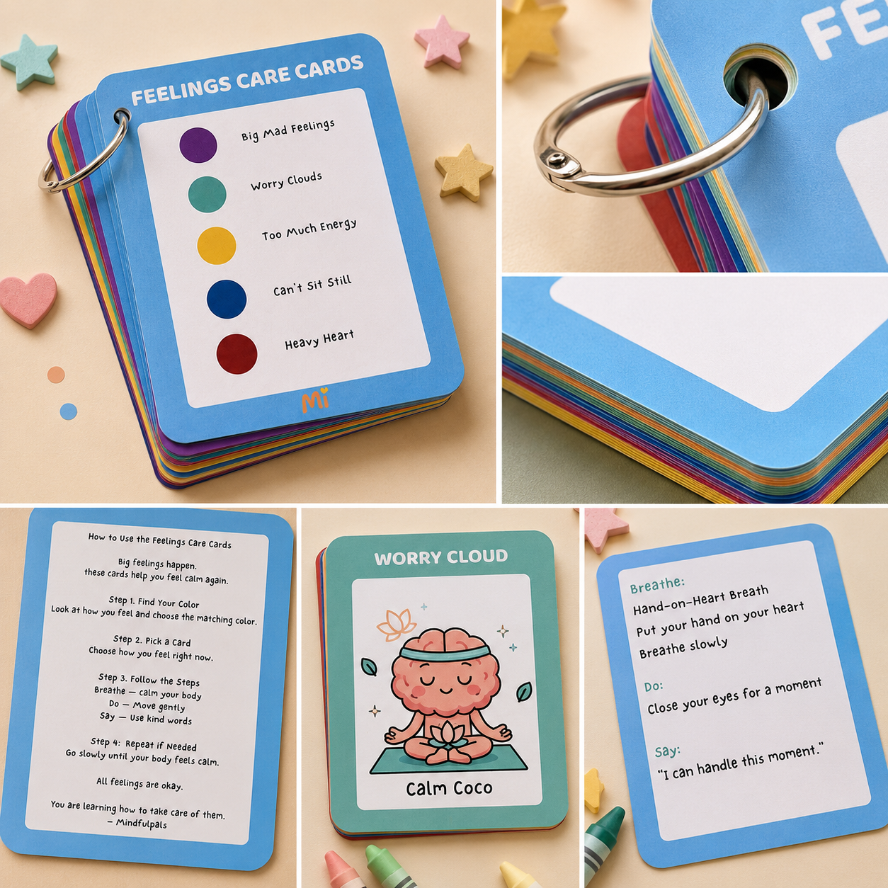 Mindfulpals Feelings Care Cards — Emotion Learning Cards for Kids