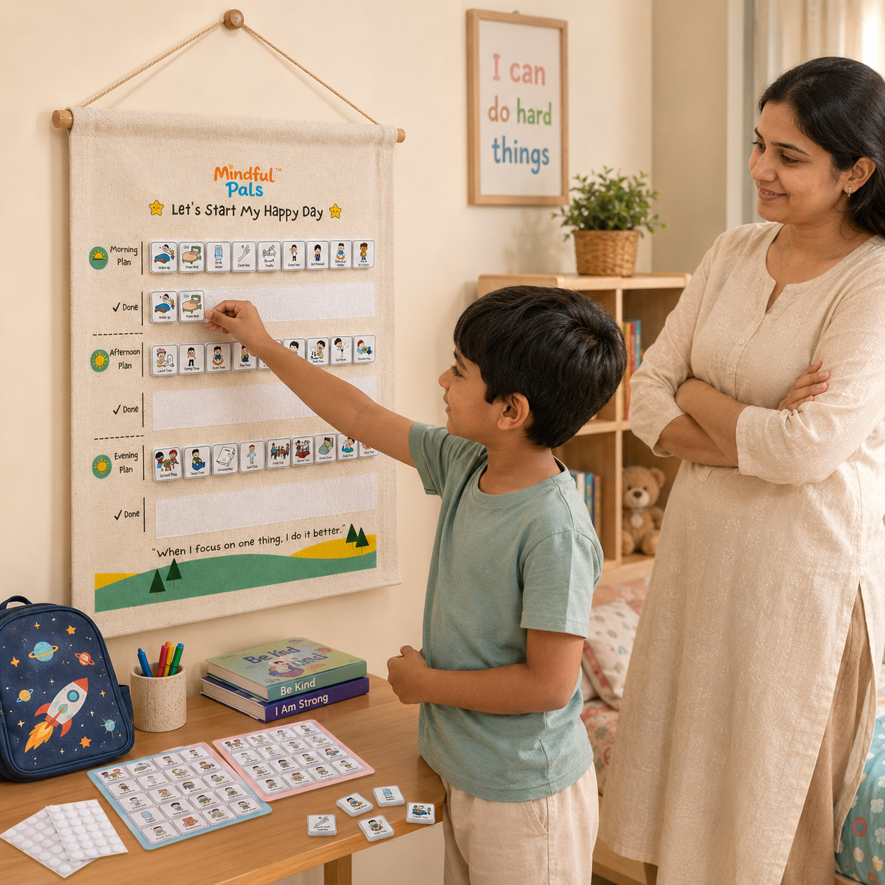 Mindfulpals Daily Routine Tracker — Kids Habit Tracker for Focus, Responsibility & Life Skills (Visual Daily Schedule Chart)