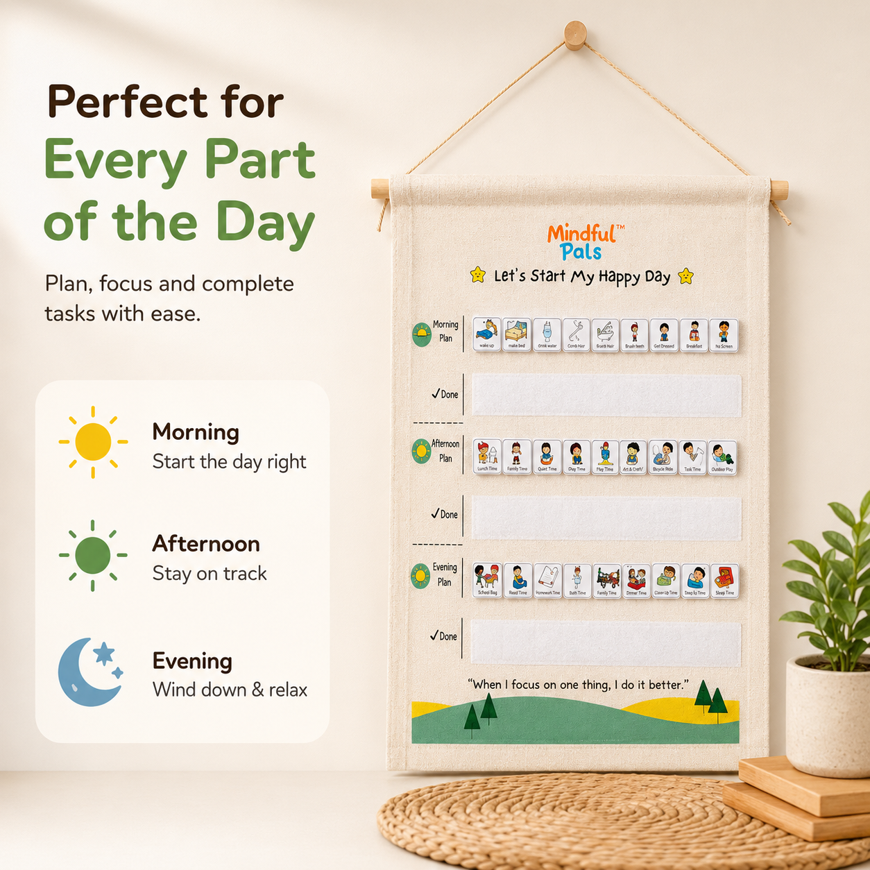 Mindfulpals Daily Routine Tracker — Kids Habit Tracker for Focus, Responsibility & Life Skills (Visual Daily Schedule Chart)
