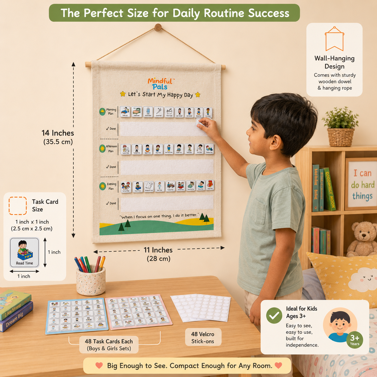 Mindfulpals Daily Routine Tracker — Kids Habit Tracker for Focus, Responsibility & Life Skills (Visual Daily Schedule Chart)