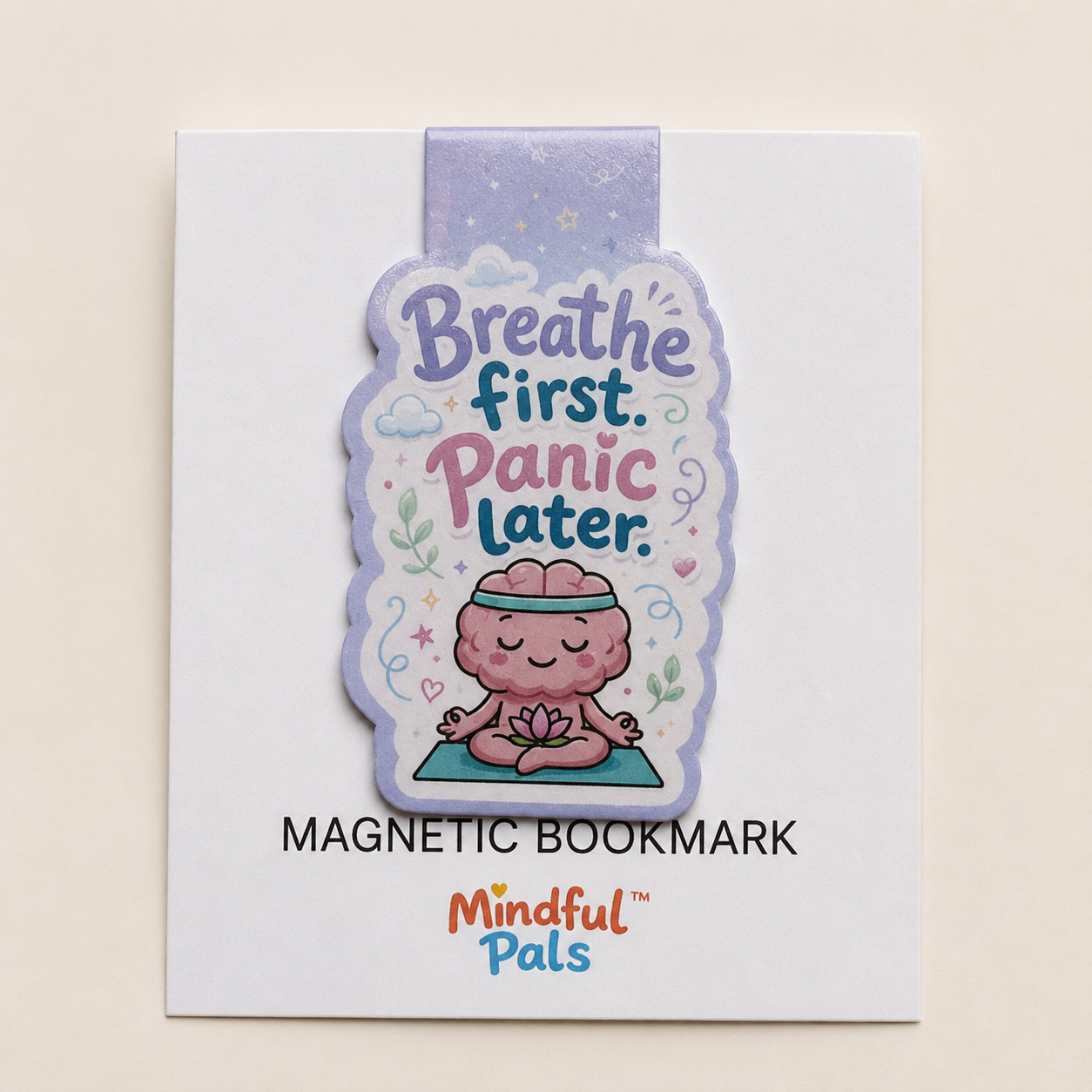 Calm Coco Breathe First Panic Later magnetic bookmark for kids