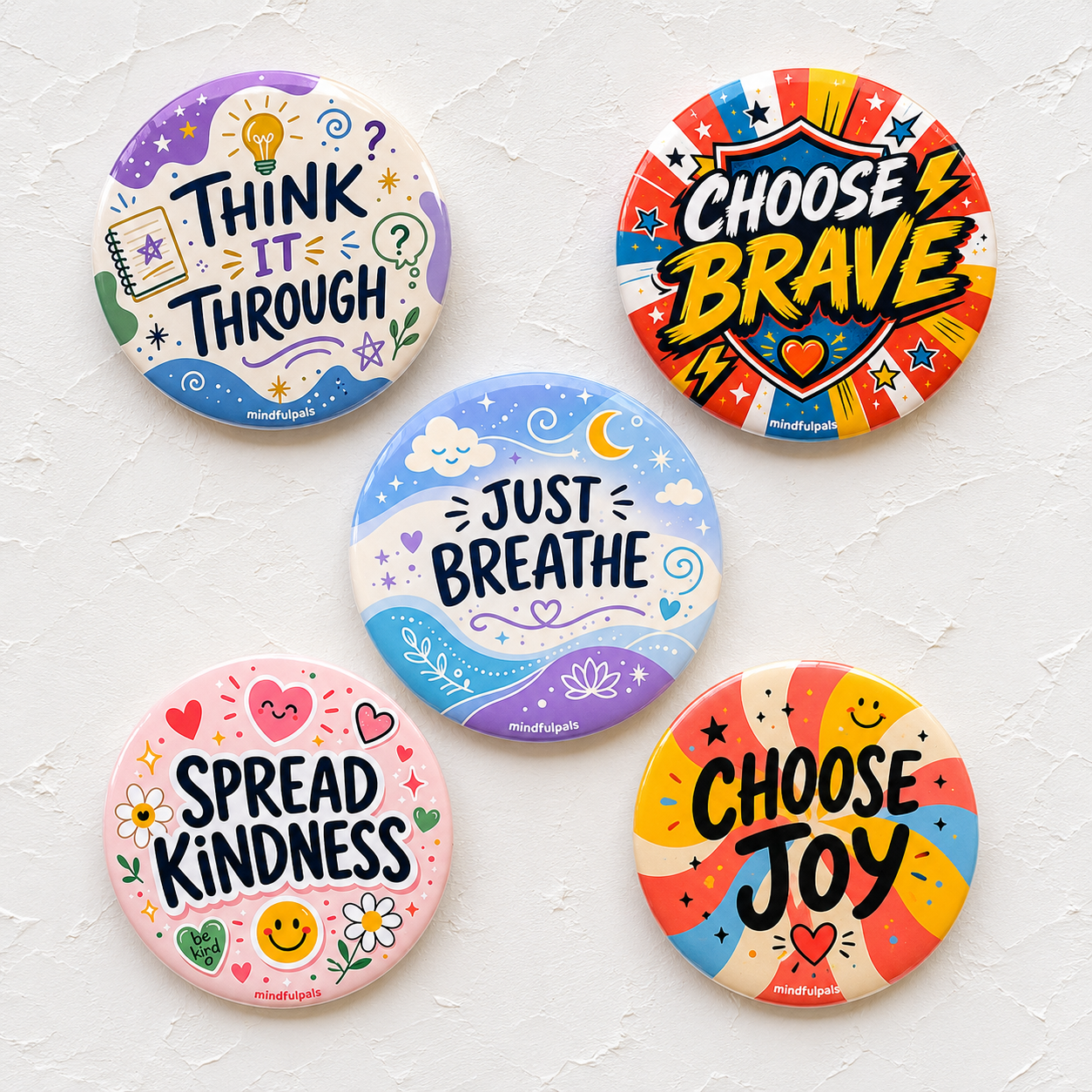 Mindfulpals Badges set of 5 quote badges