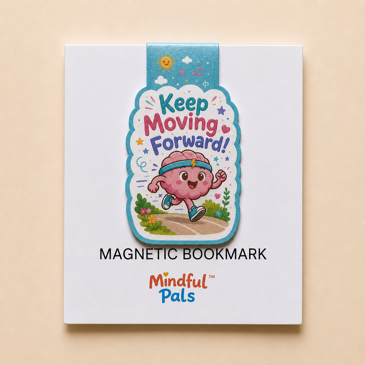 Move Mo Keep Moving Forward magnetic bookmark for kids