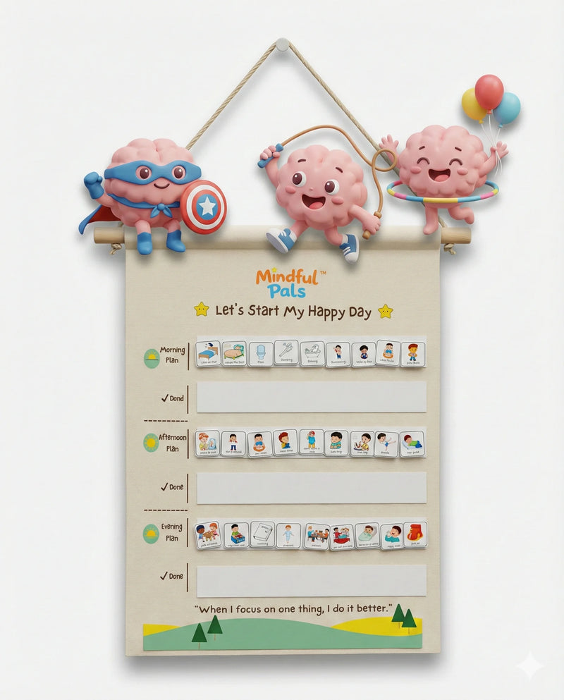 Mindfulpals Daily Routine Tracker – visual habit chart for kids showing morning and evening schedule